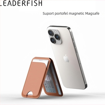 Portofel cu suport MagSafe pentru iPhone 13/14 — construcție metalică, stil original, buzunar de carduri pliabil, gravură, suport pentru personalizare