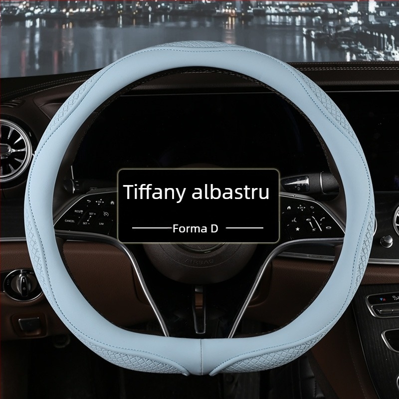 Acoperire volan tip D, relief diamantat, universală, din piele artificială, anti-derapantă și respirabilă