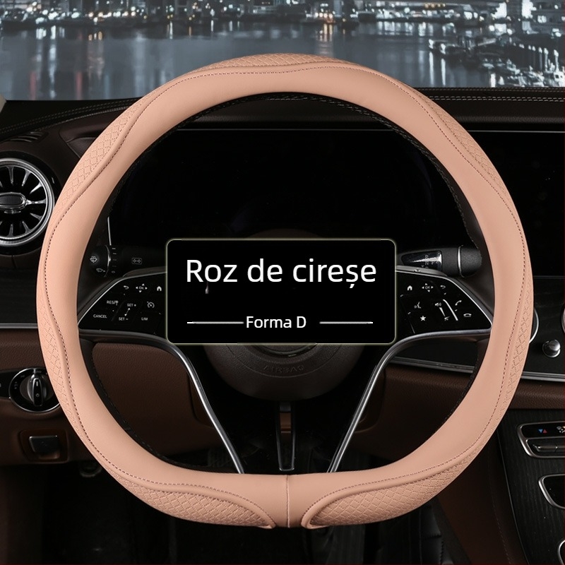Acoperire volan tip D, relief diamantat, universală, din piele artificială, anti-derapantă și respirabilă