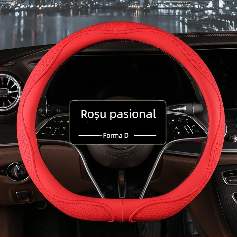 Acoperire volan tip D, relief diamantat, universală, din piele artificială, anti-derapantă și respirabilă