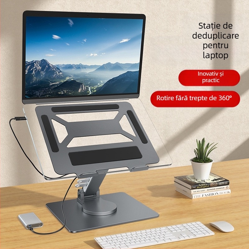 Suport pentru laptop cu hub, încărcare PD 100W, rotativ, port Gigabit Ethernet, modelele E13SU, E17SU, E17SU PRO