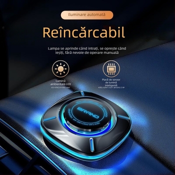 Difuzor auto de aromă cu lumină ambientală; parfum Gardenia; conținut 10–20 ml; material PC; montaj pe scaun; volatilizare peste 90 de zile