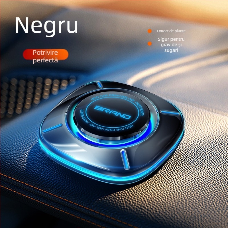 Difuzor auto de aromă cu lumină ambientală; parfum Gardenia; conținut 10–20 ml; material PC; montaj pe scaun; volatilizare peste 90 de zile