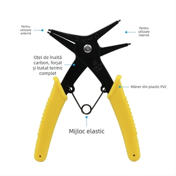 Record work Clește Circlip două în unu, interne și externe, cap fix, unghi cap 0°, greutate 108/128 g