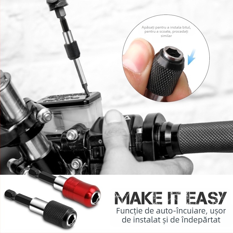 SteelMaster Bară de extensie pentru biți de burghiu, cu cuplaj magnetic auto-blocant și unealtă hex cu schimbare rapidă