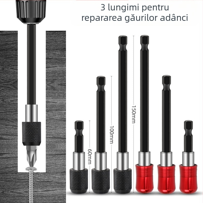 SteelMaster Bară de extensie pentru biți de burghiu, cu cuplaj magnetic auto-blocant și unealtă hex cu schimbare rapidă