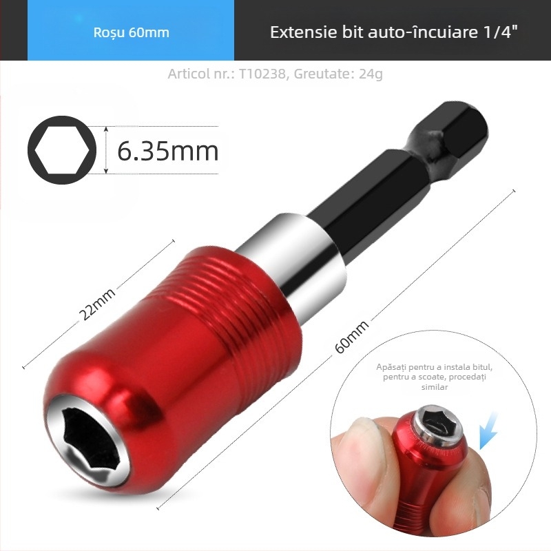 SteelMaster Bară de extensie pentru biți de burghiu, cu cuplaj magnetic auto-blocant și unealtă hex cu schimbare rapidă