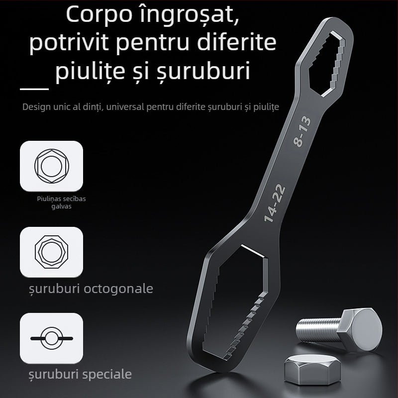 Set de chei reglabilă multifuncțional cu cap în formă de floare de prune, cu două capete, auto-strângere