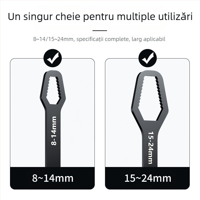 Set de chei reglabilă multifuncțional cu cap în formă de floare de prune, cu două capete, auto-strângere