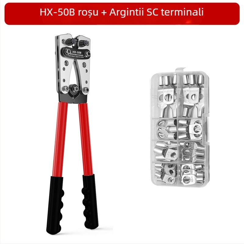 HX-50B Clești de crimpare pentru terminale goale, crimpare manuală la rece, pin C45, oțel cu conținut ridicat de carbon