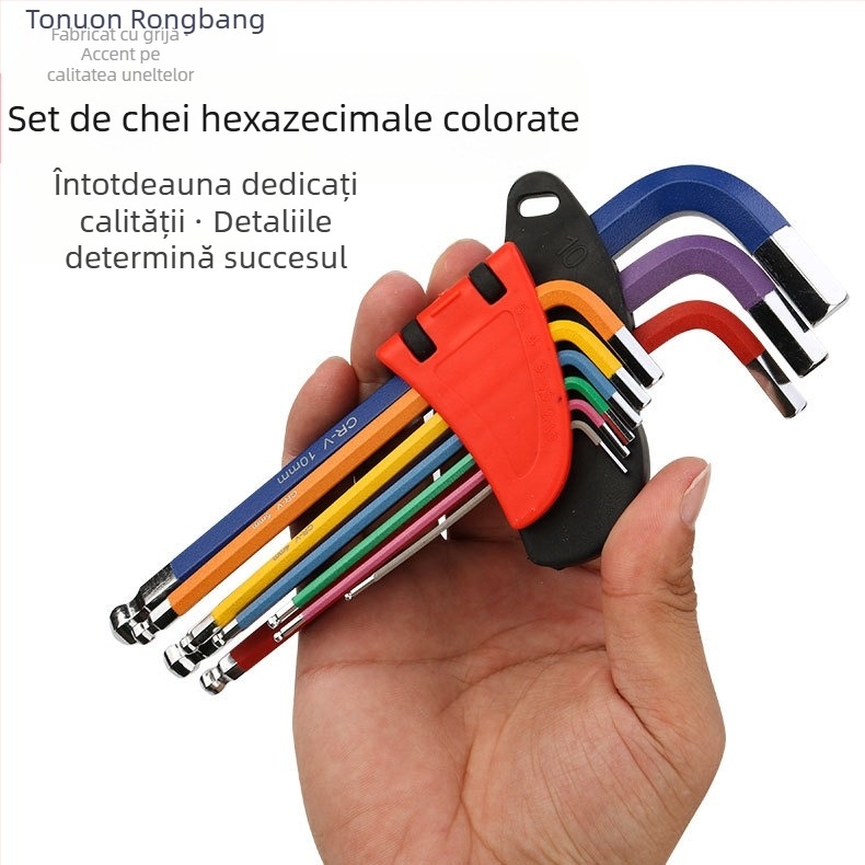 Rongbang Set chei hexagonale cu cap rotund, oțel CR-V
