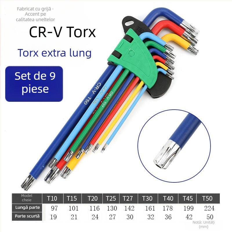 Rongbang Set chei hexagonale cu cap rotund, oțel CR-V