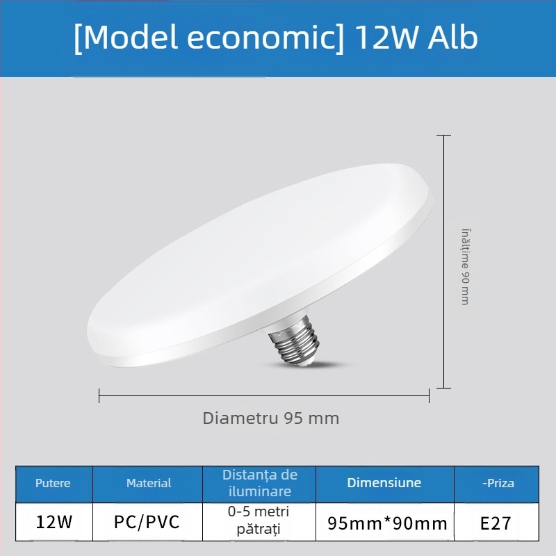 Lampa LED cu soclu E27, 1100 lm, fascicul de 180°, 220V, viață de 10000 h