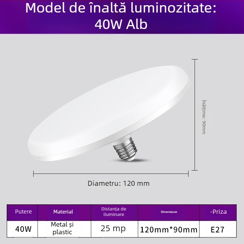 Lampa LED cu soclu E27, 1100 lm, fascicul de 180°, 220V, viață de 10000 h