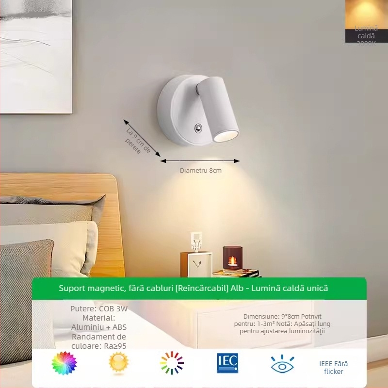 Lampa de perete, stil Nordic, abajur și corp din ABS, tensiune până la 36V