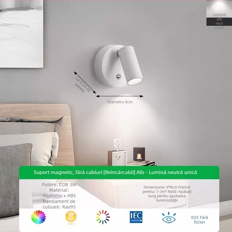 Lampa de perete, stil Nordic, abajur și corp din ABS, tensiune până la 36V