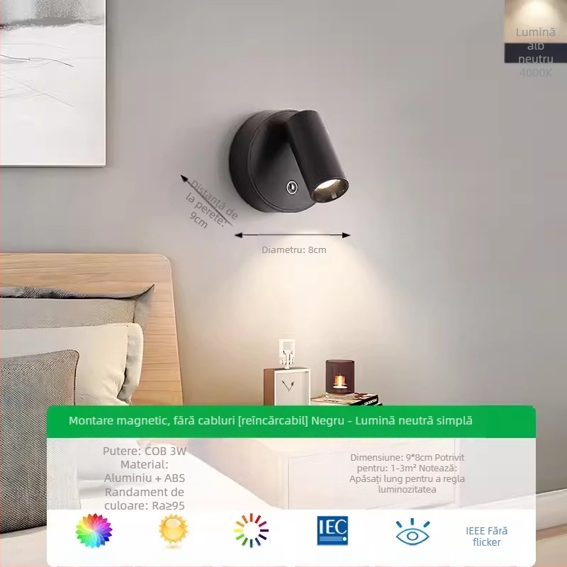 Lampa de perete, stil Nordic, abajur și corp din ABS, tensiune până la 36V