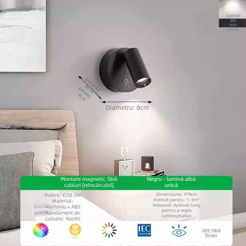 Lampa de perete, stil Nordic, abajur și corp din ABS, tensiune până la 36V