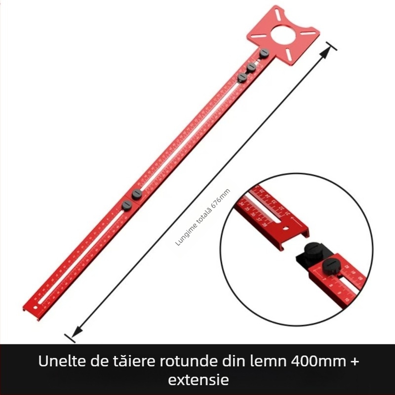 Unealtă circulară pentru găuri și frezare în lemn, din aliaj de aluminiu extrudat extra-gros, cu reglaj pentru canelare și poziționare