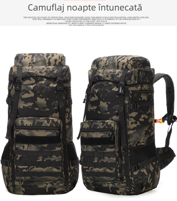 Rucsac de drumeție pentru munte – unisex, material Oxford, bretele cu pernă de aer, căptușeală poliester, model în dungi, rezistent la uzură, reduce povara