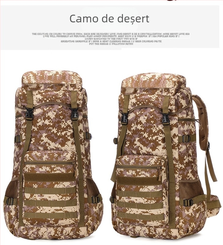 Rucsac de drumeție pentru munte – unisex, material Oxford, bretele cu pernă de aer, căptușeală poliester, model în dungi, rezistent la uzură, reduce povara