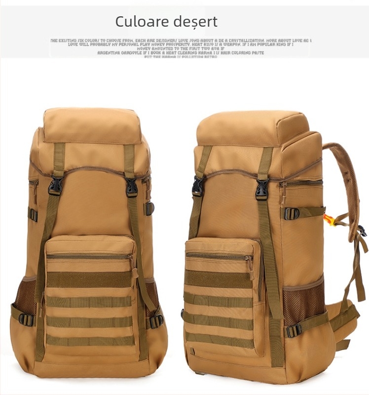 Rucsac de drumeție pentru munte – unisex, material Oxford, bretele cu pernă de aer, căptușeală poliester, model în dungi, rezistent la uzură, reduce povara