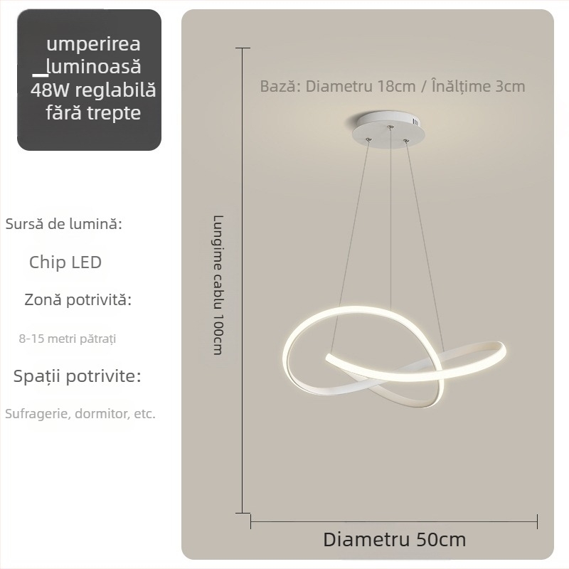 Lampa suspendată pentru sufragerie - Simplitate modernă, corp din fier, abajur din acrilic, iluminare LED