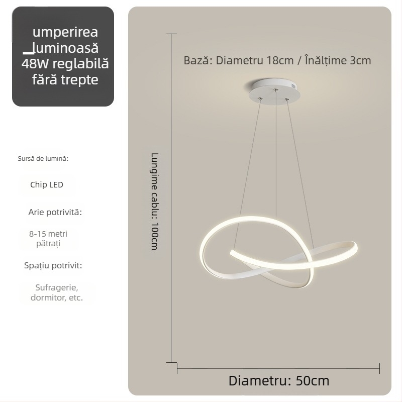 Lampa suspendată pentru sufragerie - Simplitate modernă, corp din fier, abajur din acrilic, iluminare LED