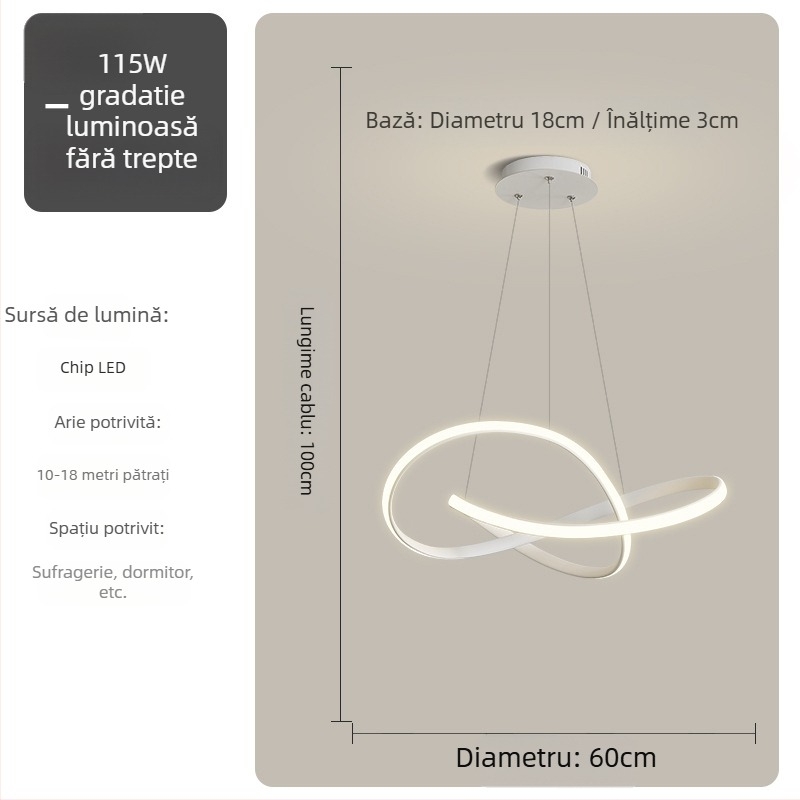 Lampa suspendată pentru sufragerie - Simplitate modernă, corp din fier, abajur din acrilic, iluminare LED