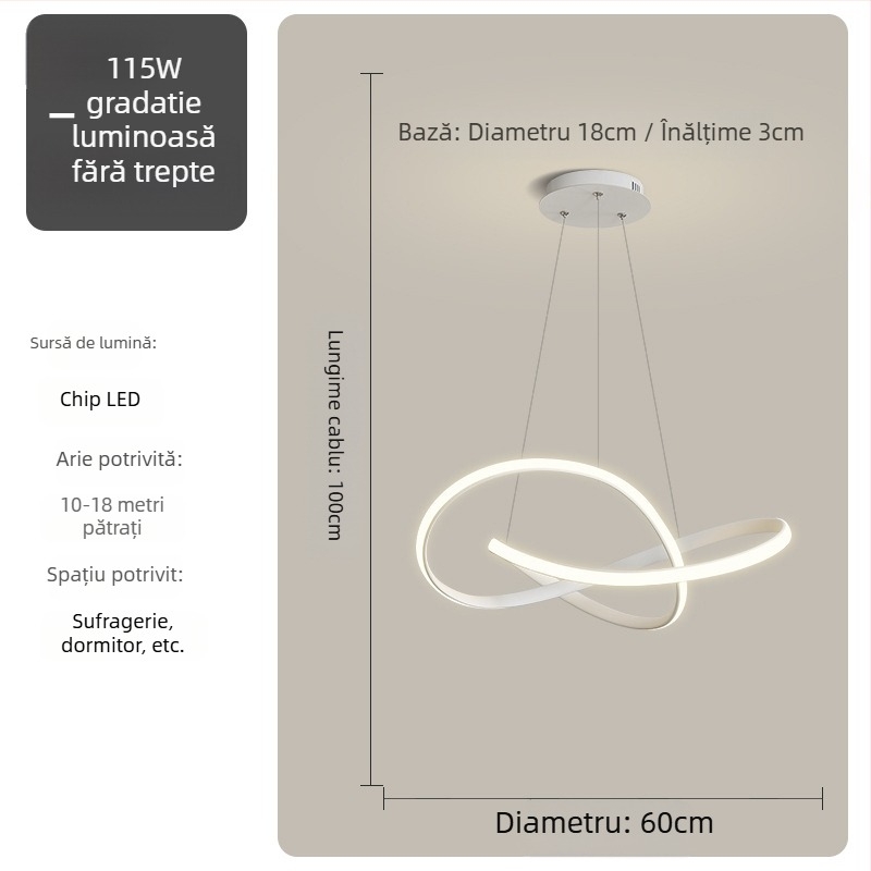 Lampa suspendată pentru sufragerie - Simplitate modernă, corp din fier, abajur din acrilic, iluminare LED
