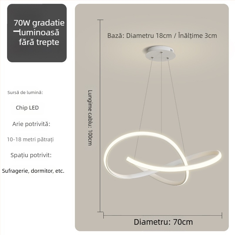 Lampa suspendată pentru sufragerie - Simplitate modernă, corp din fier, abajur din acrilic, iluminare LED