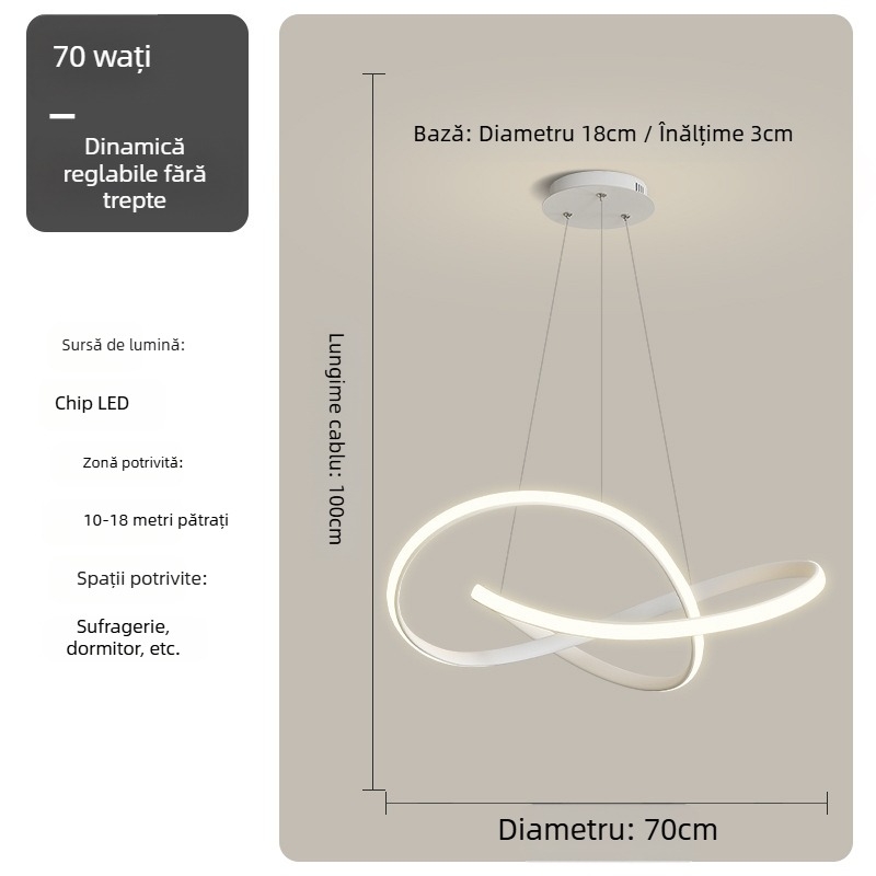 Lampa suspendată pentru sufragerie - Simplitate modernă, corp din fier, abajur din acrilic, iluminare LED