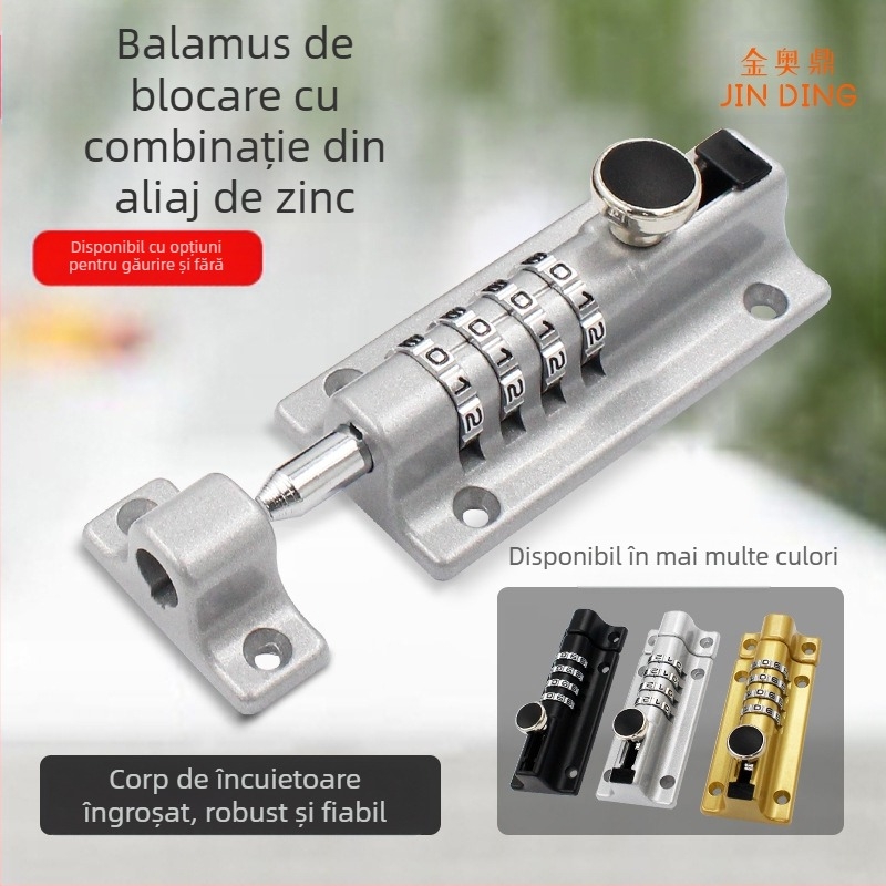 Încuietoare cu parolă tip latch din aliaj de zinc – montaj fără găuri, rezistentă la apă și la ruginire, zăvor exterior pentru uși din lemn