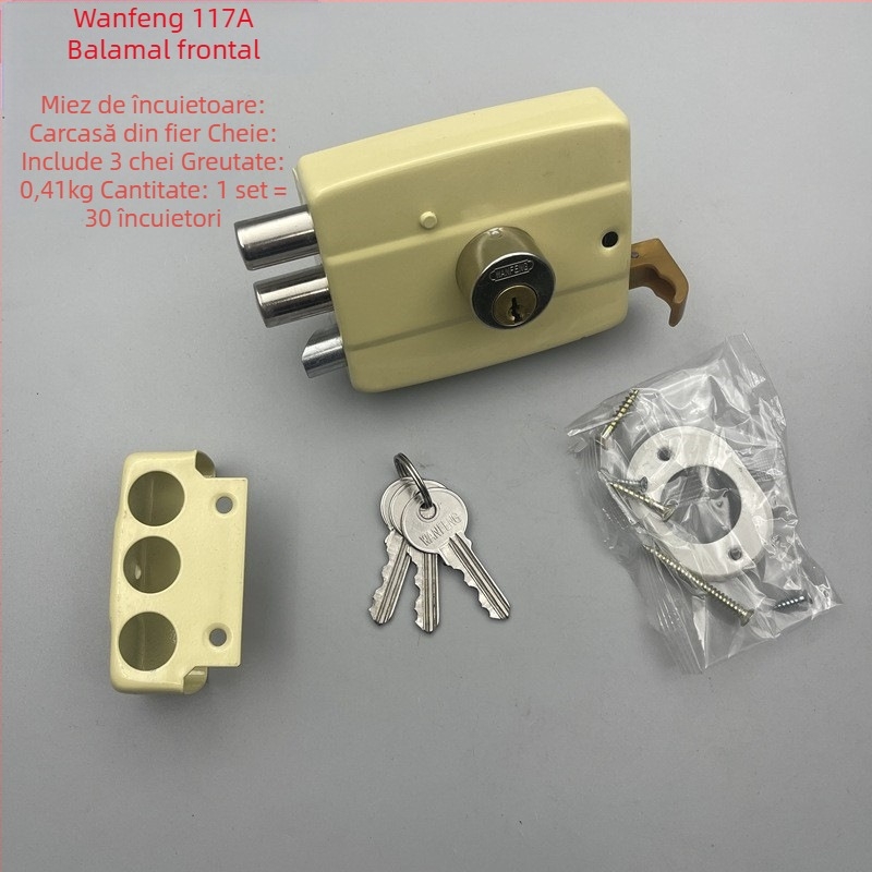 Mingda 117 încuietoare cu trei limbi pentru uși exterioare – încuietoare cu nucleu, stil modern minimalist