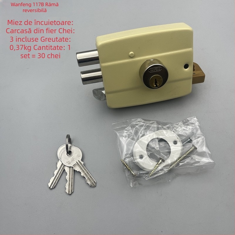 Mingda 117 încuietoare cu trei limbi pentru uși exterioare – încuietoare cu nucleu, stil modern minimalist