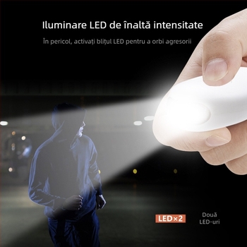 PA-1 Dispozitiv de autoapărare cu lanternă LED, iluminare puternică, baterie litiu 130 mAh, 3,7V
