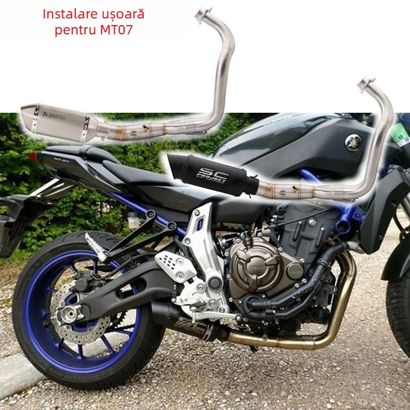 Țeavă de eșapament modificată pentru MT07 motocicletă, oțel inoxidabil, compatibil cu MT07