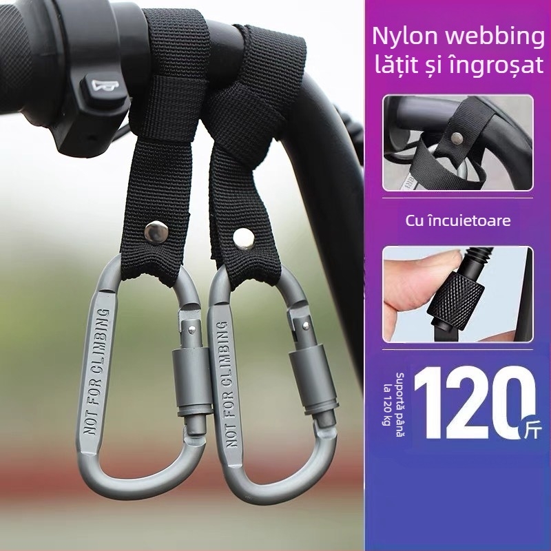 Cârlig universal frontal pentru biciclete electrice și motociclete — aliaj, design modern, spațiu pentru cască și bagaje