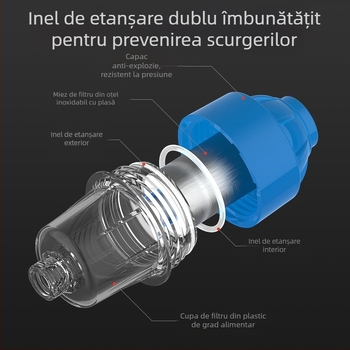 Pre-filtru de apă pentru uz casnic W10, material PP, 0,5 L, 0–55°C, pentru purificare la punctul de utilizare