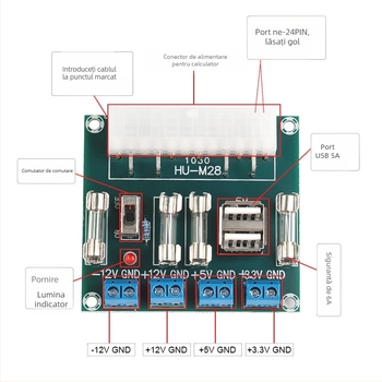 XH-M229 Placă ATX de alimentare pentru PC desktop, cu modul de extindere a cablurilor și borne de ieșire | Core Storm