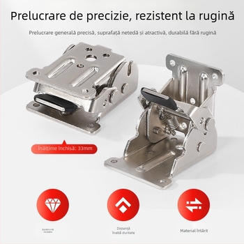 Balama pliantă 90° pentru mobilier – blocare automată, pentru mese și bănci, din oțel de înaltă rezistență, procese: ștanțare, nituri și placare