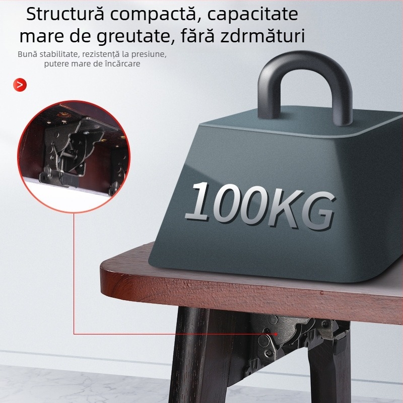 Balama pliantă 90° pentru mobilier – blocare automată, pentru mese și bănci, din oțel de înaltă rezistență, procese: ștanțare, nituri și placare