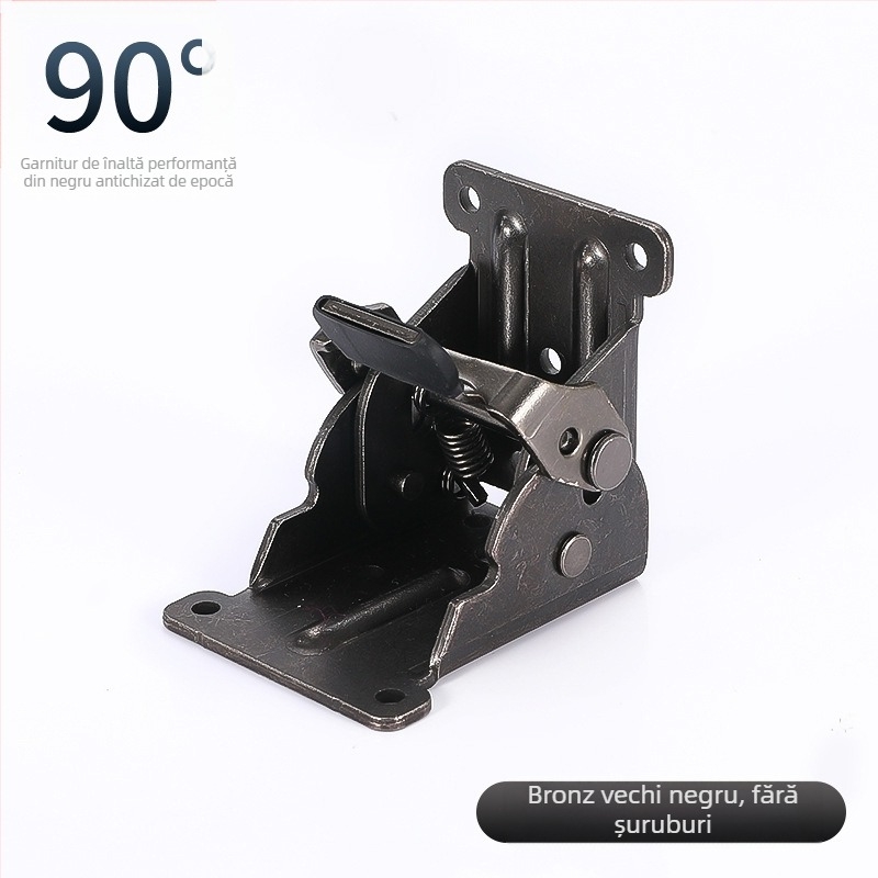 Balama pliantă 90° pentru mobilier – blocare automată, pentru mese și bănci, din oțel de înaltă rezistență, procese: ștanțare, nituri și placare