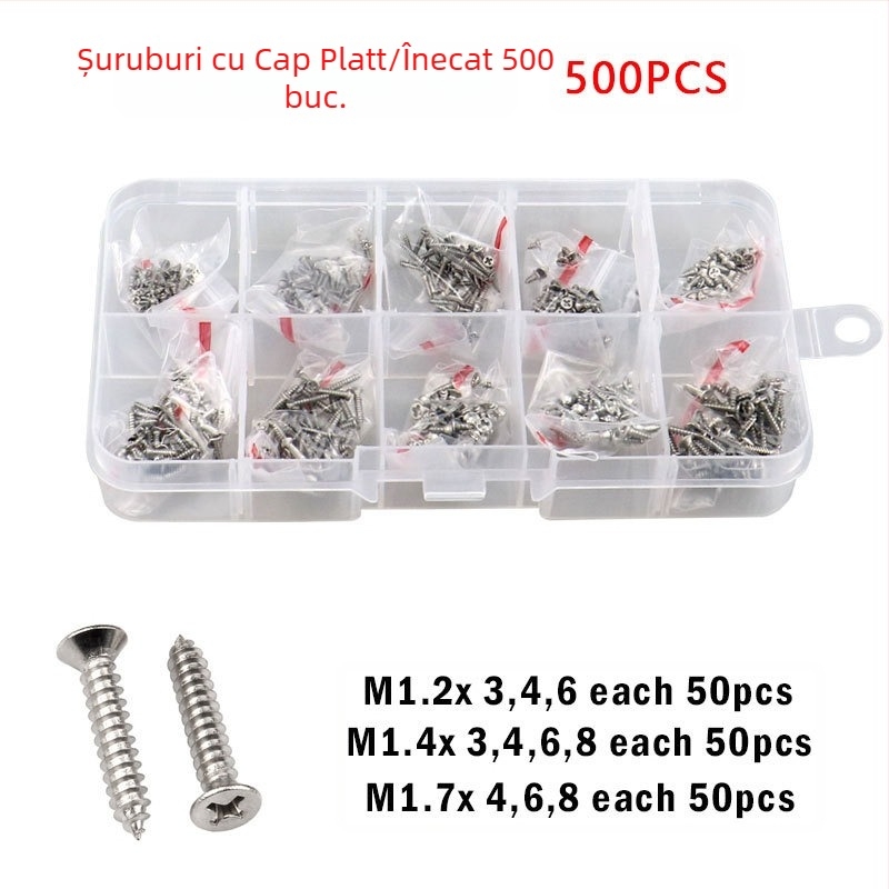 Disheng set șuruburi autofiletante din oțel inoxidabil 304 cu cap bombat, finisaj alb, calitate produs 4.8