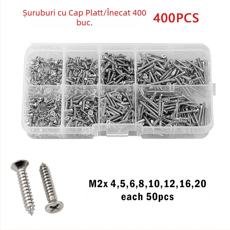 Disheng set șuruburi autofiletante din oțel inoxidabil 304 cu cap bombat, finisaj alb, calitate produs 4.8