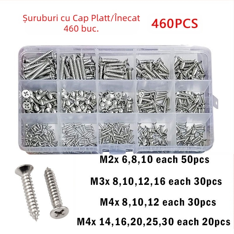 Disheng set șuruburi autofiletante din oțel inoxidabil 304 cu cap bombat, finisaj alb, calitate produs 4.8