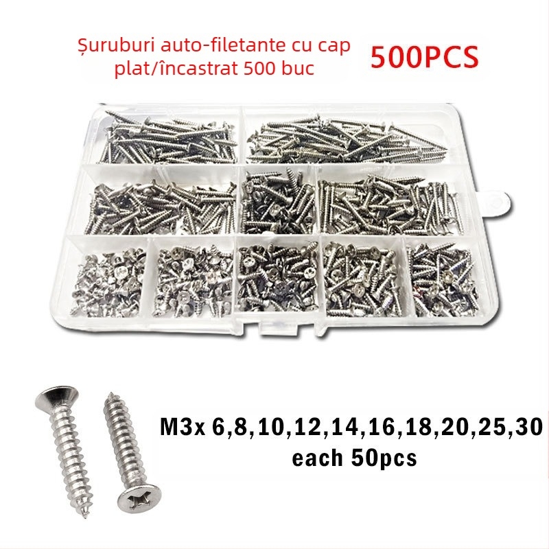 Disheng set șuruburi autofiletante din oțel inoxidabil 304 cu cap bombat, finisaj alb, calitate produs 4.8