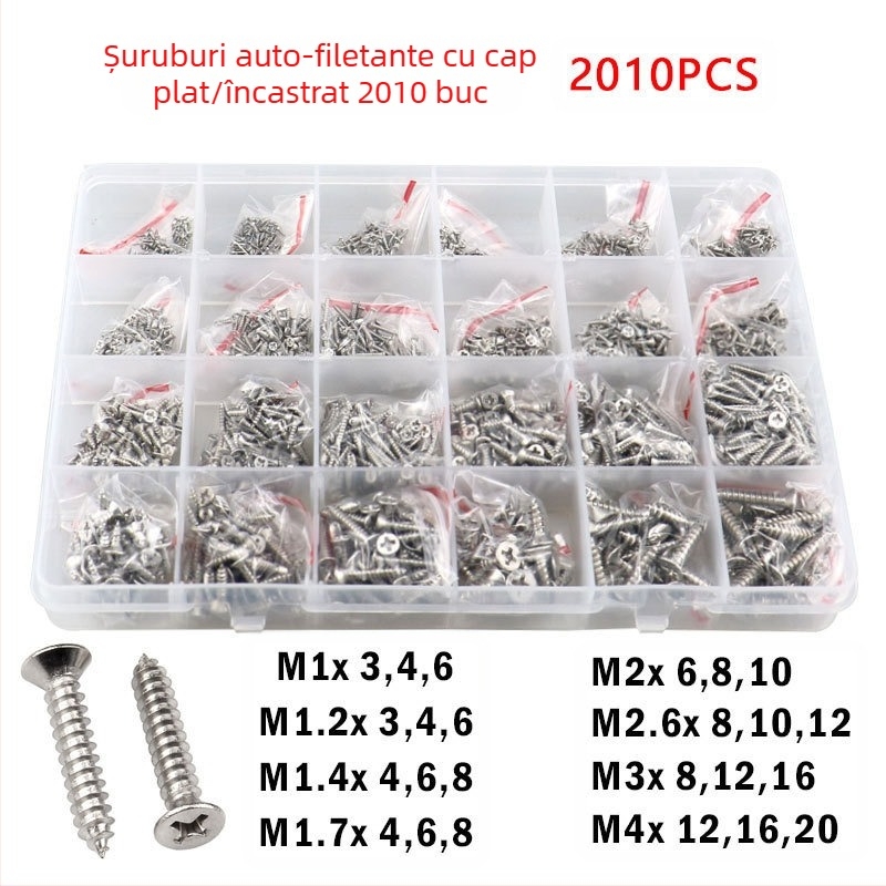 Disheng set șuruburi autofiletante din oțel inoxidabil 304 cu cap bombat, finisaj alb, calitate produs 4.8