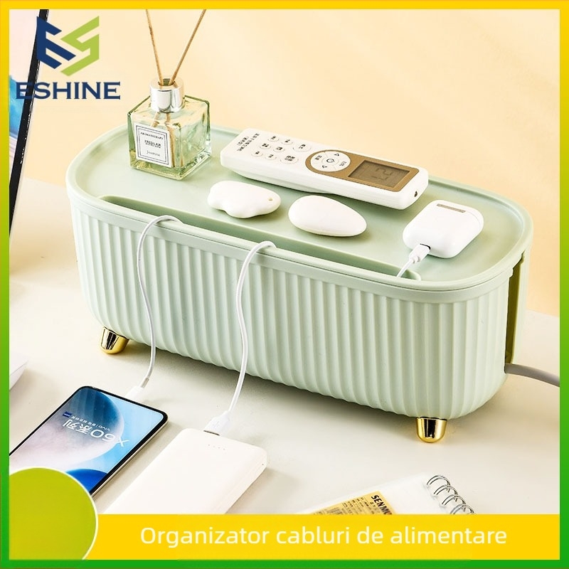 Cutie de depozitare pentru cabluri cu capac – ABS plastic, 5 L capacitate, organizare cabluri și încărcătoare