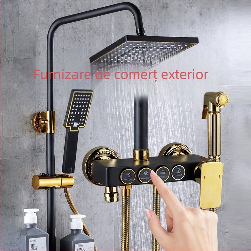 Set de duș cu corp din alamă, instalare în perete, controlul temperaturii cu afișaj digital, temperatură constantă, model KABEI-JS61